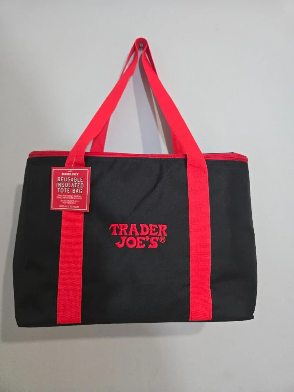 Trader Joe's Red & Black Resuable Insulated Tote Bag 5.3 Gallons
